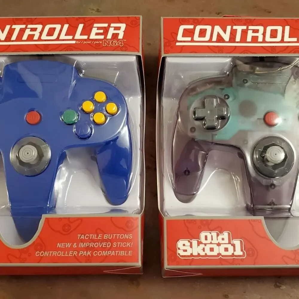 2 N64 Controllers - Atomic Purple & Blue (NEW) - Nintendo64 - Nintendo Old Skool